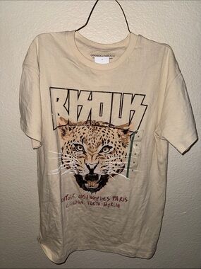 Grayson Threads Cream Graphic Short Sleeve Tee with Leopard Print